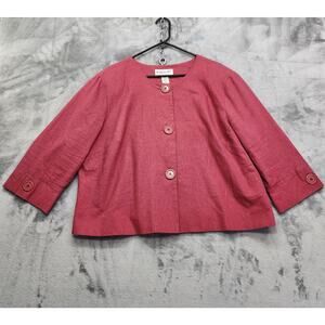 Vintage Brownstone Studio Jacket Womens 24W Pink Red Linen Blend Crop Sleeve